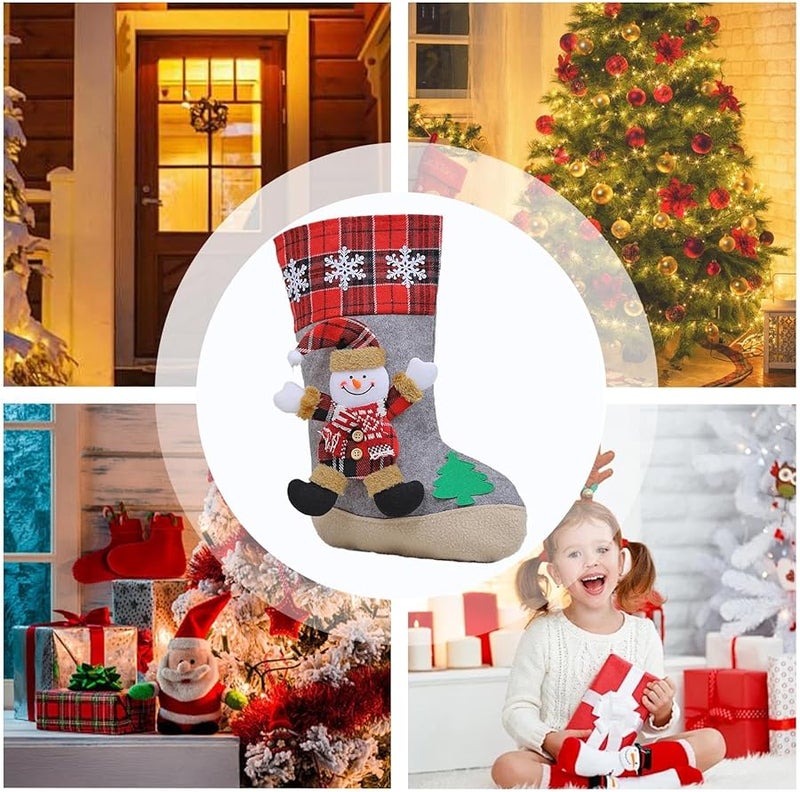 جوارب زينة عيد الميلاد برجل ثلج مع رقاقات ثلجية لحفلة عطلة العائلة في مزرعة الأطفال - Image 4